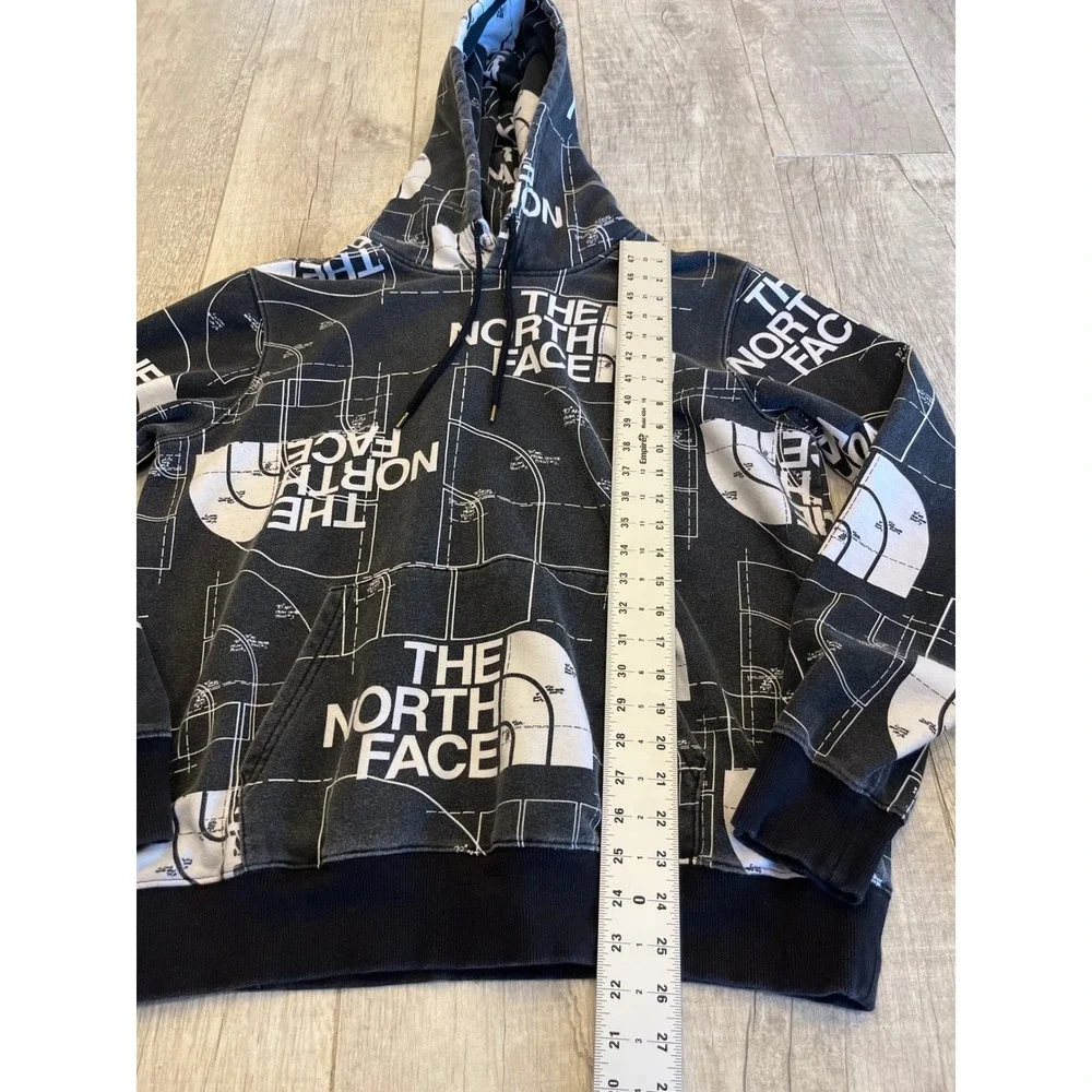The North Face Mens Blueprint Logo All Over Print‎ Hoodie Black White Large